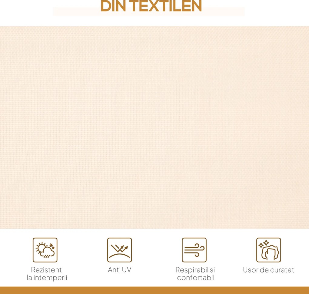 Outsunny Leagăn de grădină cu 3 locuri, copertină, șezut respirabil și cadru din oțel, bej | Aosom Romania