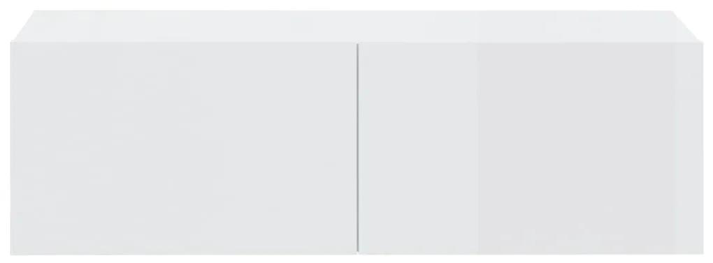 Dulapuri TV de perete, 4 buc., alb extralucios, 100x30x30 cm 4, Alb foarte lucios, 100 x 30 x 30 cm