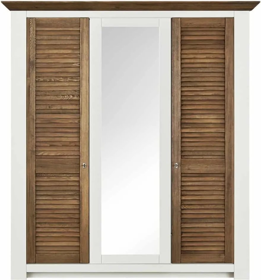 Dulap lemn masiv alb Lucia Maro, 155 × 55 × 190 cm