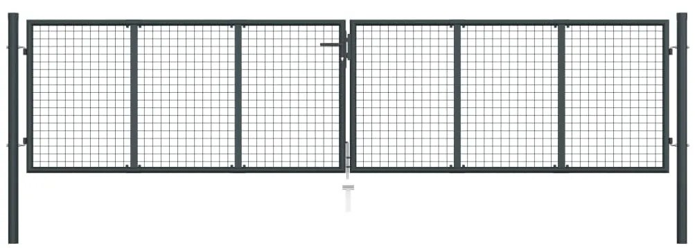 vidaXL Poartă de grădină din plasă, gri, 400 x 150 cm, oțel galvanizat