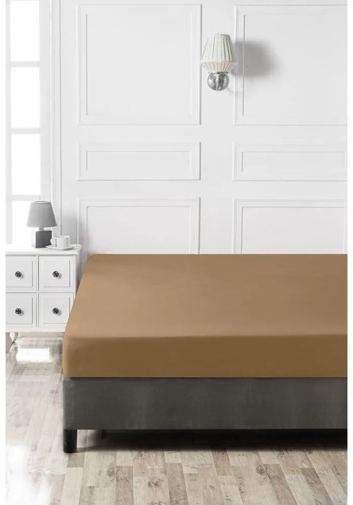Cearceaf maro din bumbac cu elastic 140x200 cm – Mijolnir