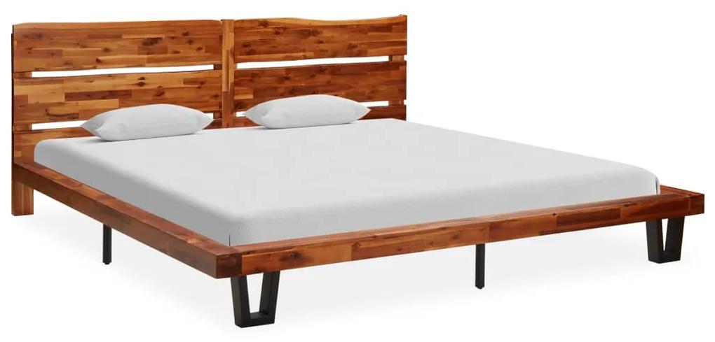 325288 vidaXL Cadru de pat cu margini naturale, 200 cm, lemn masiv de acacia