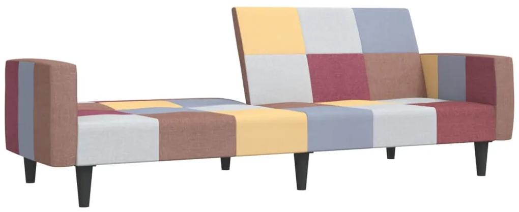Canapea pat cu 2 locuri, cu taburet, multicolor, textil Canapea cu cotiera + taburet