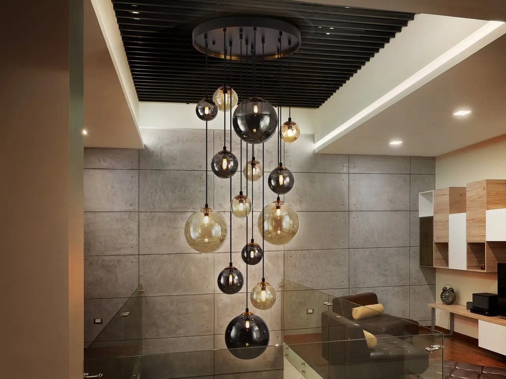 Lustra XXL suspendata cu 14 pendule design modern Dark
