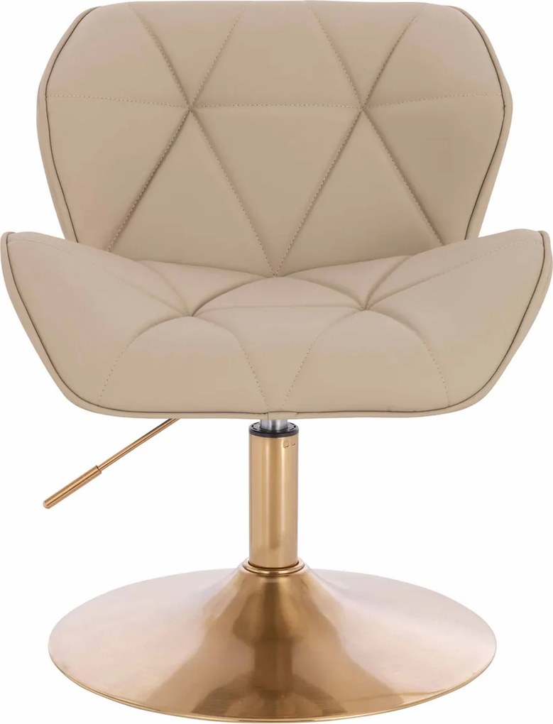 HR111N Scaun Crem Piele Ecologica Premium Soft cu Bază Aurie