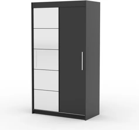 Dulap cu usi glisante si oglinda 120x215 cm, Esti, ADRK Furniture (Culoare: Negru)