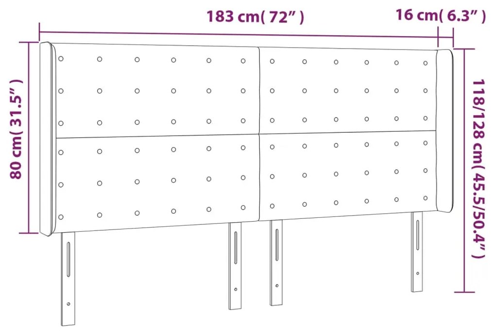 Tablie de pat cu LED, gri inchis, 183x16x118 128 cm, textil 1, Morke gra, 183 x 16 x 118 128 cm