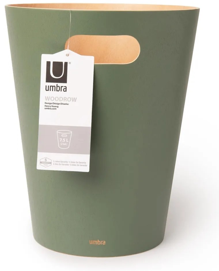 Coș de gunoi verde 7,5 l Woodrow – Umbra