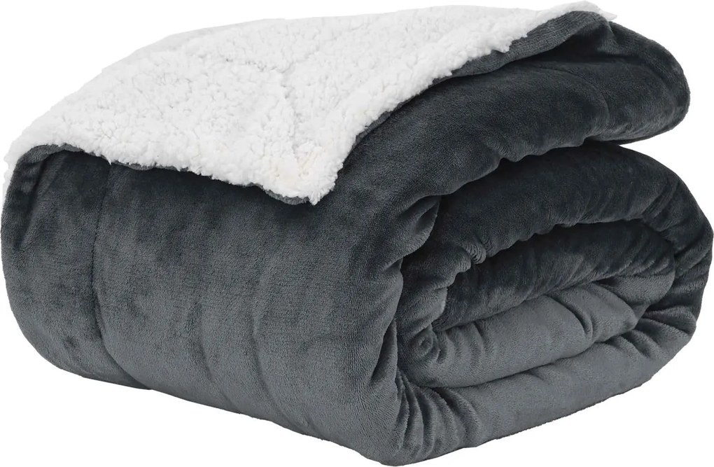 vidaXL Pătura de aruncat Gri închis 150 x 200 cm Molton