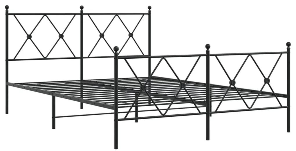 376519 vidaXL Cadru pat metalic cu tăblie de cap/picioare, negru, 137x190 cm