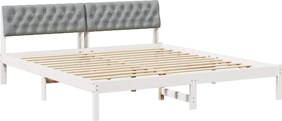 vidaXL Cadru de pat Alb și gri deschis 180 x 200 cm Lemn masiv de pin