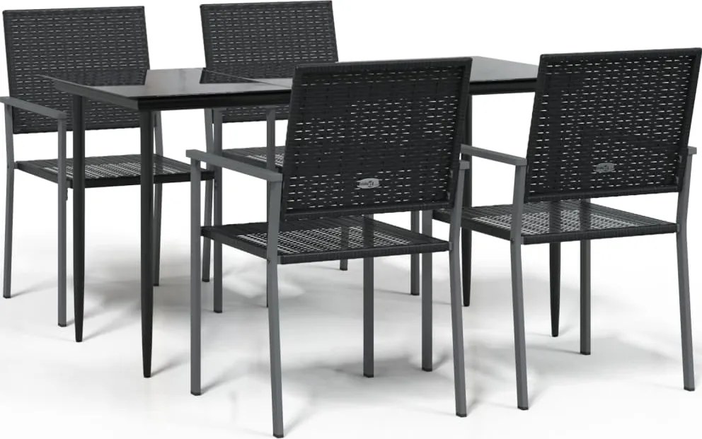 vidaXL Set mobilier de grădină, 5 piese, poliratan și oțel