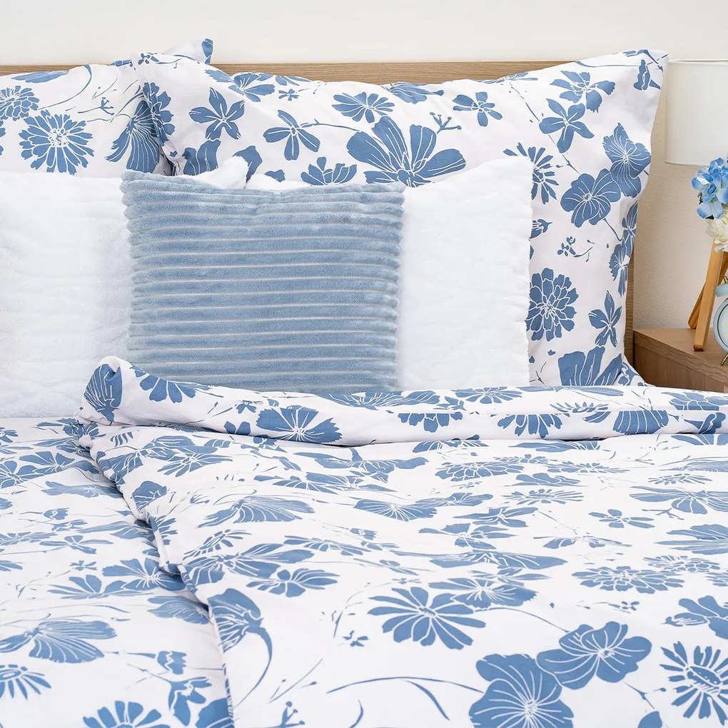 Lenjerie de pat din bumbac 4Home Blue Meadow, 140 x 220 cm, 70 x 90 cm
