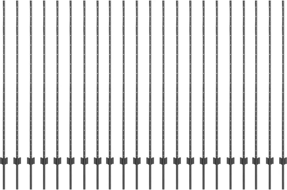 vidaXL Stâlp de gard. 22 pcs Gri 200 cm Oțel