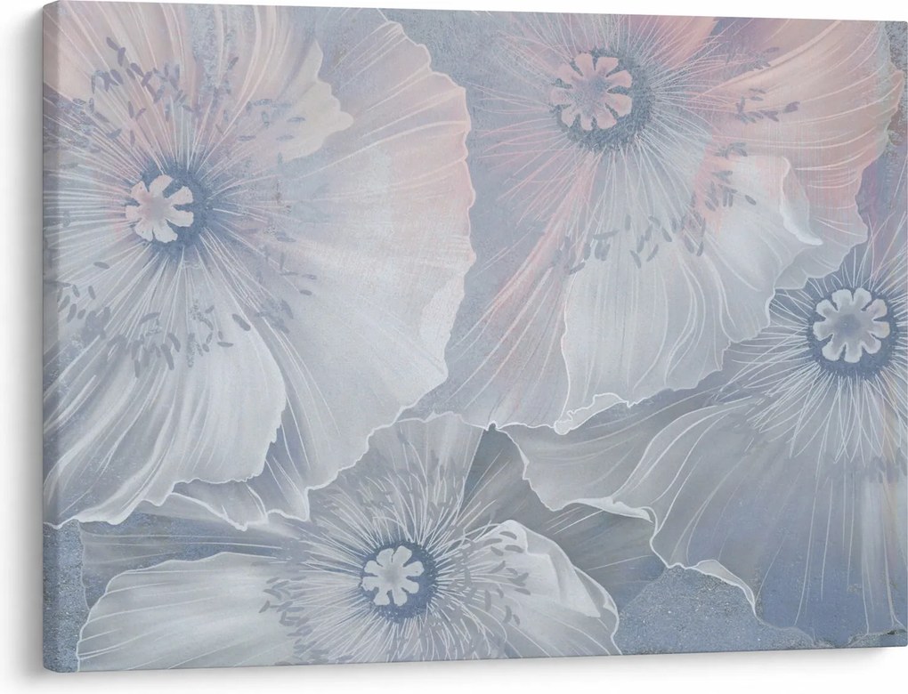 Tablou - Flori albastre pe perete (70x50 cm)