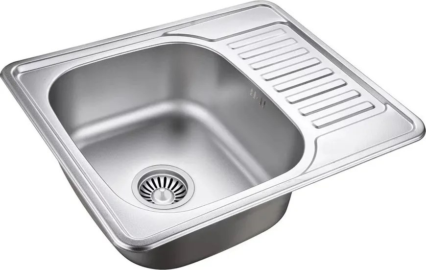 Chiuveta inox Quadron Kevin 116 cu o cuva cu picurator finisaj inox texturat 58x48 cm