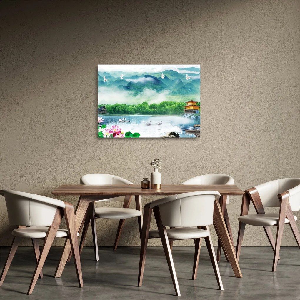 Tablou pe sticlă - Peisaj de vis (70x50 cm)
