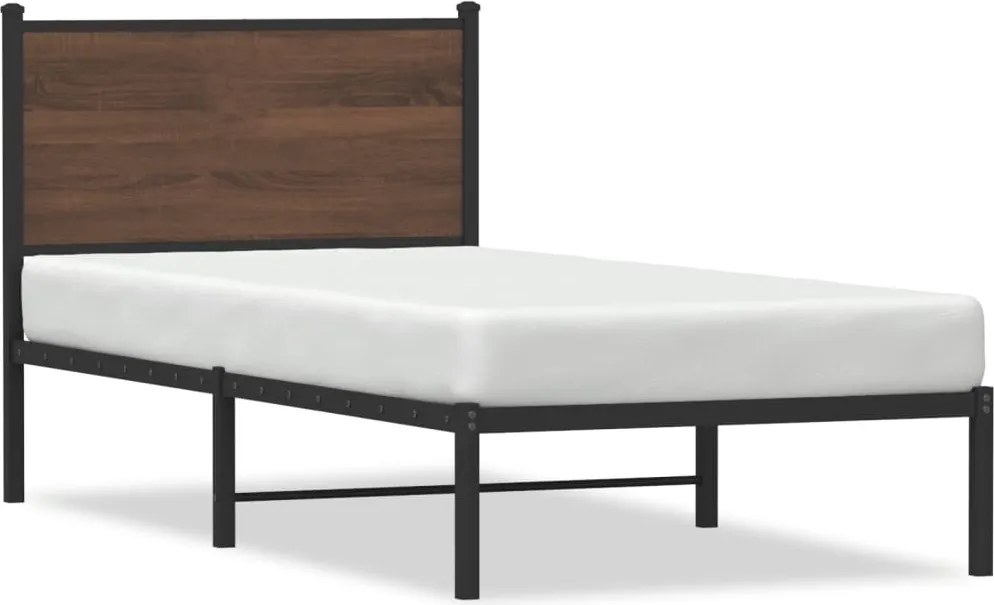 vidaXL Cadru pat metalic fără saltea, stejar maro, 90x200 cm