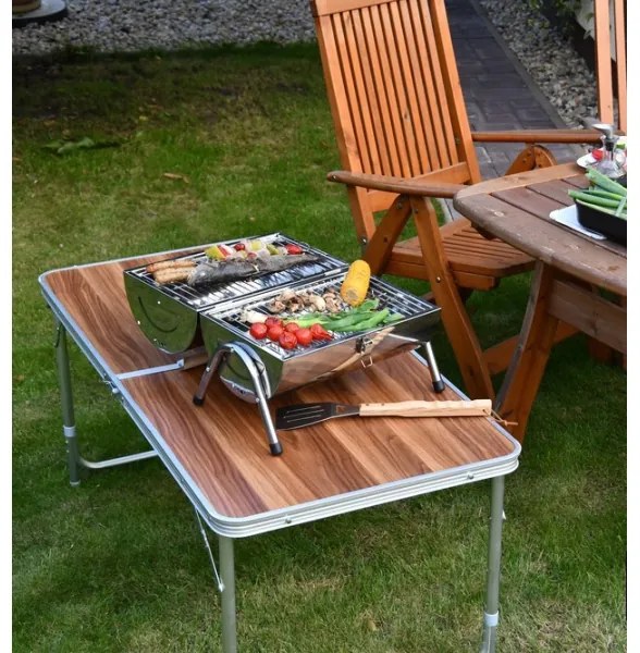 Grătar portabil cu cărbuni, crom lucios