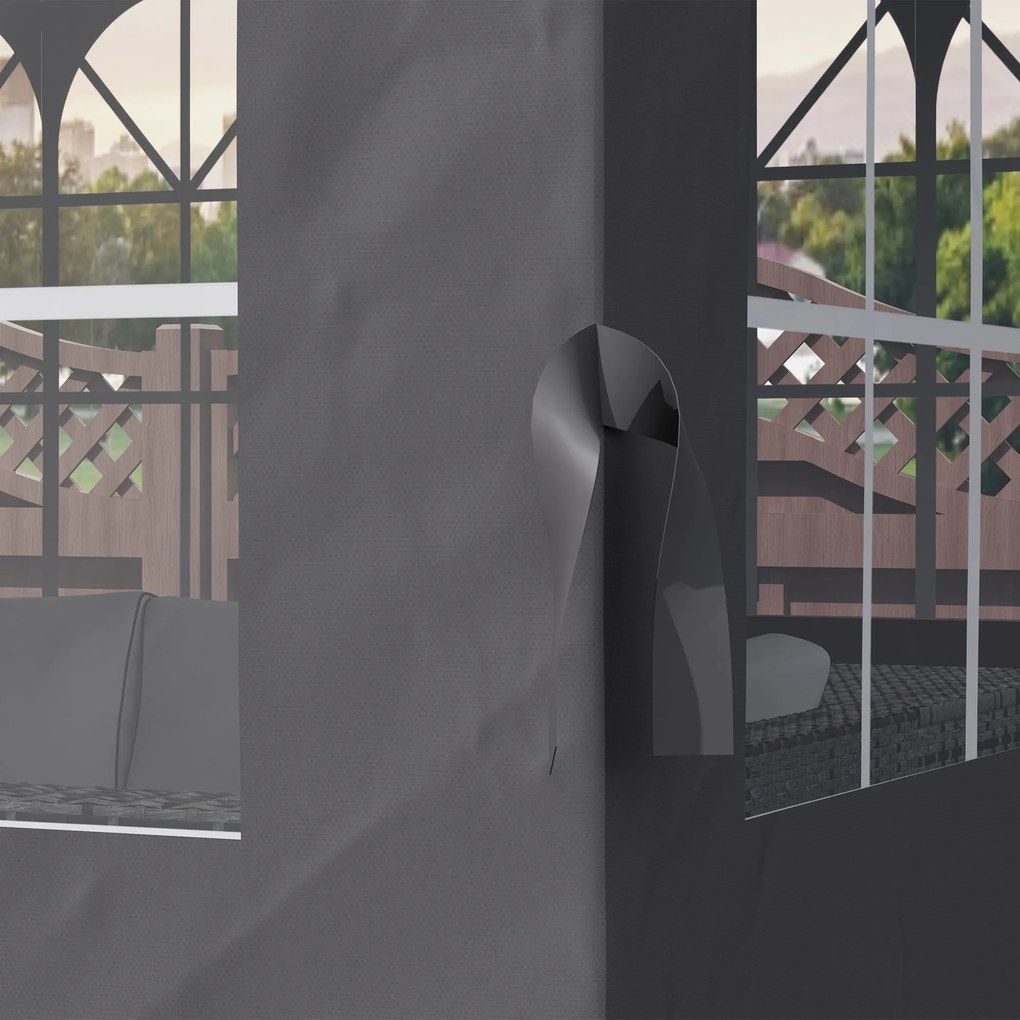 Outsunny Panouri laterale pentru pergolă, 4 panouri laterale pentru pavilion de grădină, cu fermoare, 3 x 4 m pergolă, Gri închis | Aosom Romania