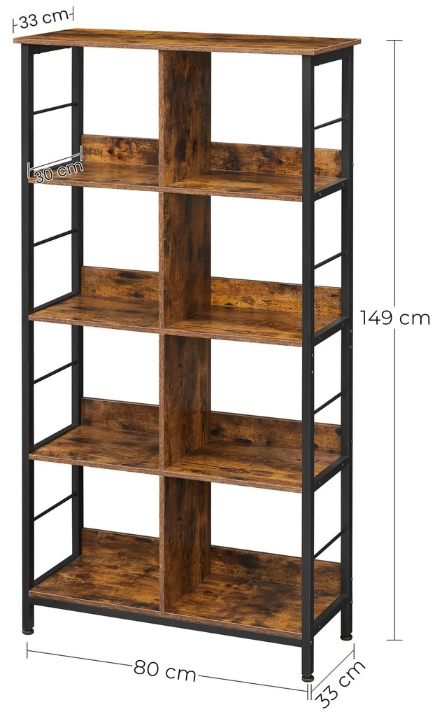 Biblioteca TAYLOR 5 rafturi 149x80 cm, rustic maro