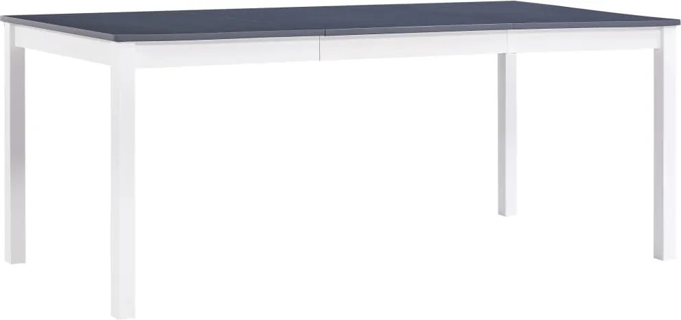 vidaXL Masă de bucătărie, alb și gri, 180 x 90 x 73 cm, lemn de pin