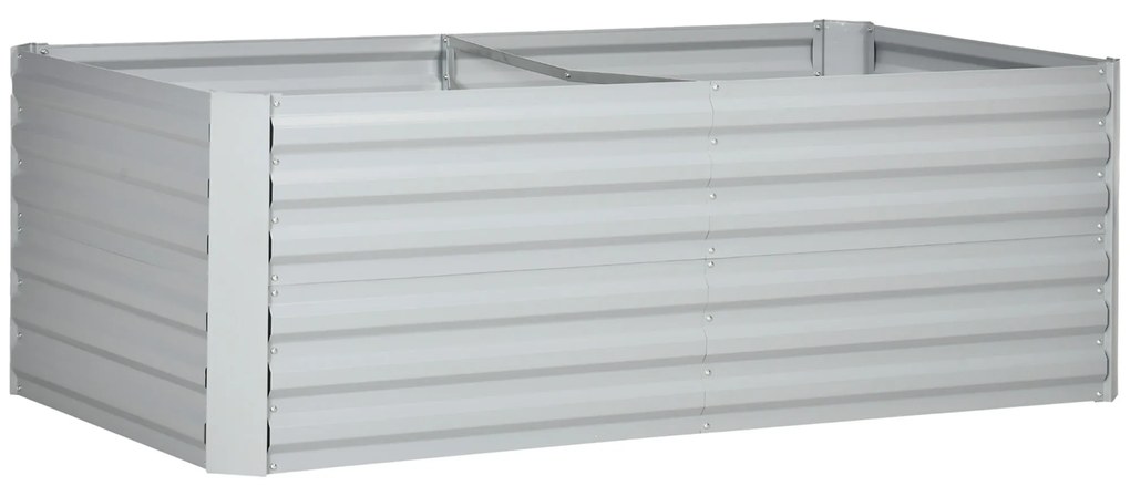 Outsunny Ghiveci de plante, Pat de flori portabil pentru plantare, îngrijire și crescere, Pat înalt, Oțel, Gri deschis | Aosom Romania