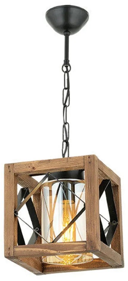 Lustră maro cu abajur din lemn/cu abajur din metal Zikzak Cam – Opviq lights