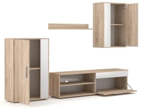 Set mobilier pentru living BRICK, stejar Sonoma/alb