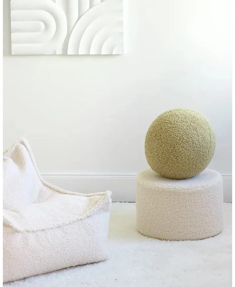 Pernă decorativă pentru copii verde cu tapițerie din țesătură bouclé Ball – Wigiwama