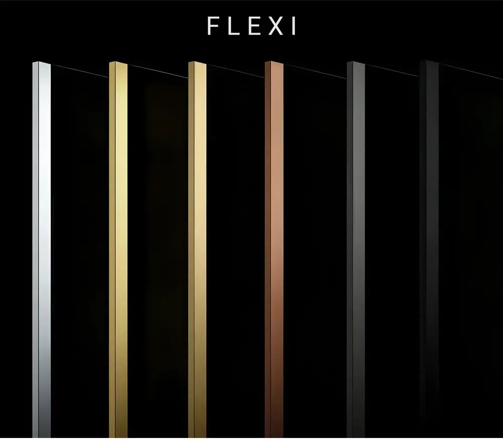 Paravan de dus fumuriu Rea Flexi Brown 120 cm auriu