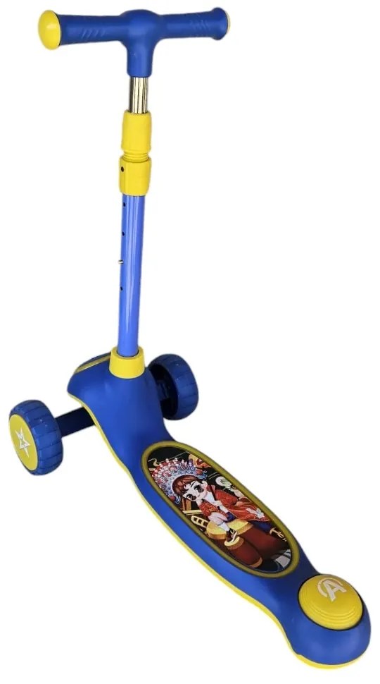 Trotineta copii cu roti luminoase din silicon NOVOKIDS™ Mini Scooter 9080, Cu melodii si lumini, 3 roti, Pliabila, Maner reglabil pe inaltime, Maxim