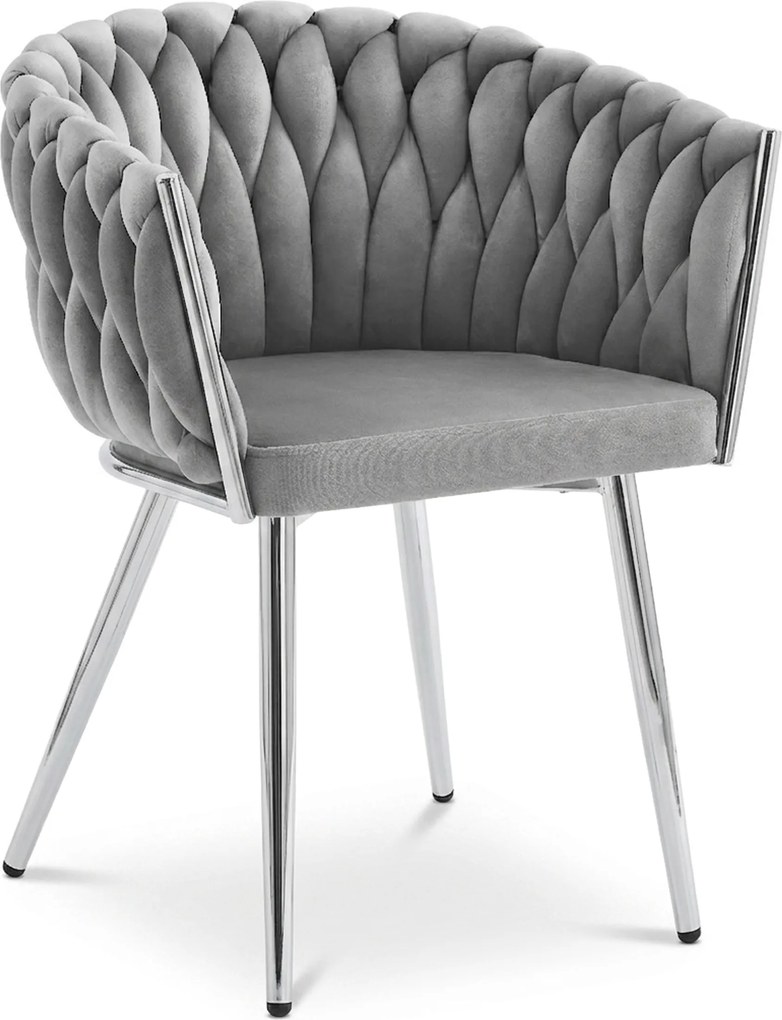 Scaun Dining Tip Fololiu Mira Catifea Gri Deschis, Picioare Crom