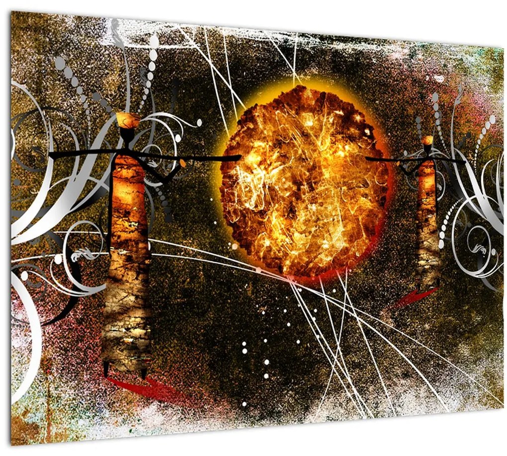 Tablou pe sticlă cu pictură epochală străveche (70x50 cm)