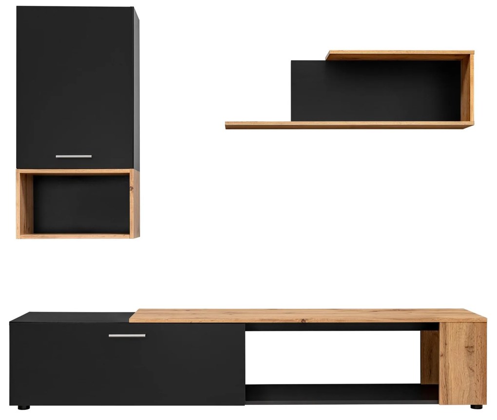 Mobilier living Mantes ZWT2 (negru mat + stejar wotan). 1097675