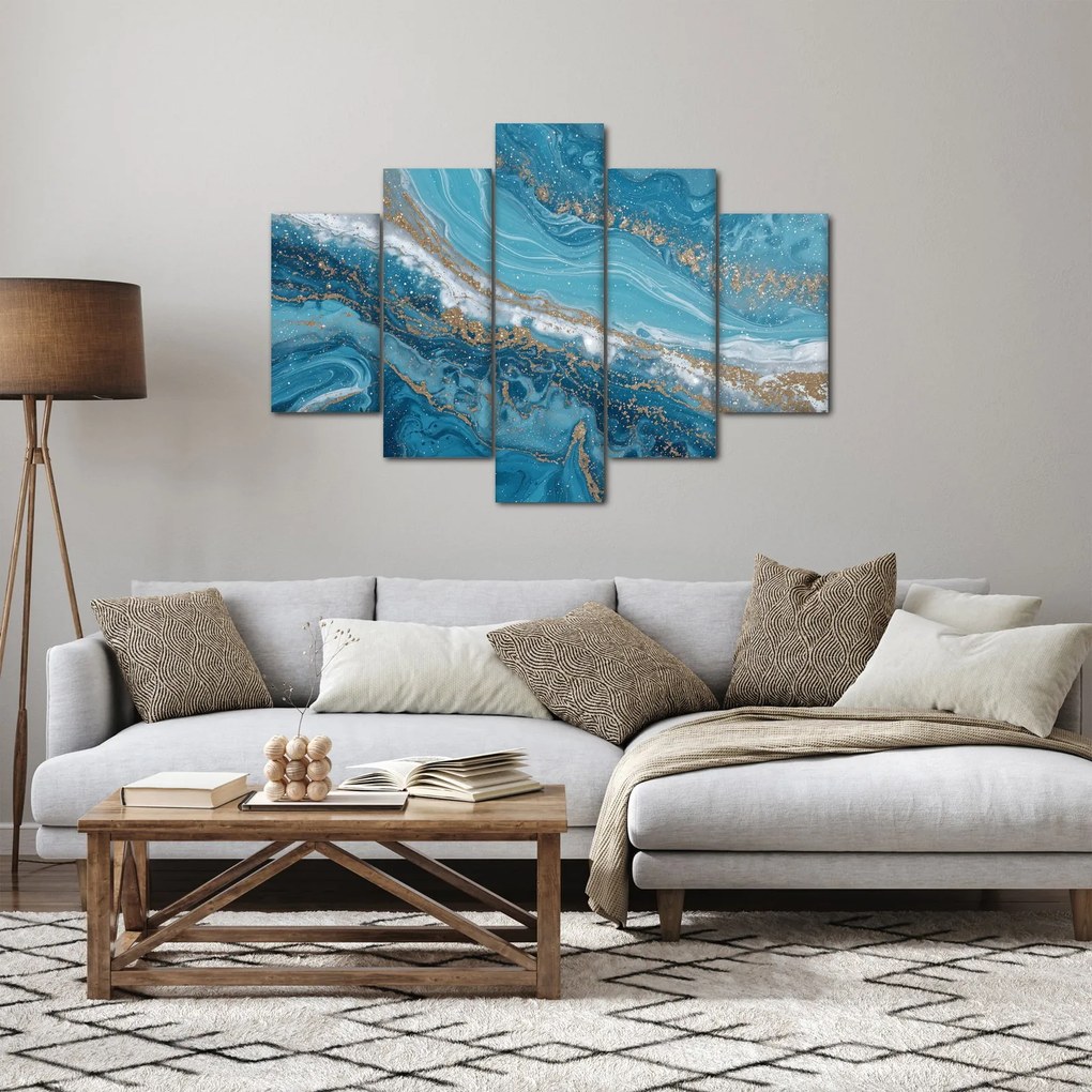 Tablou - Marmură bleu cu aur I. (150x105 cm)