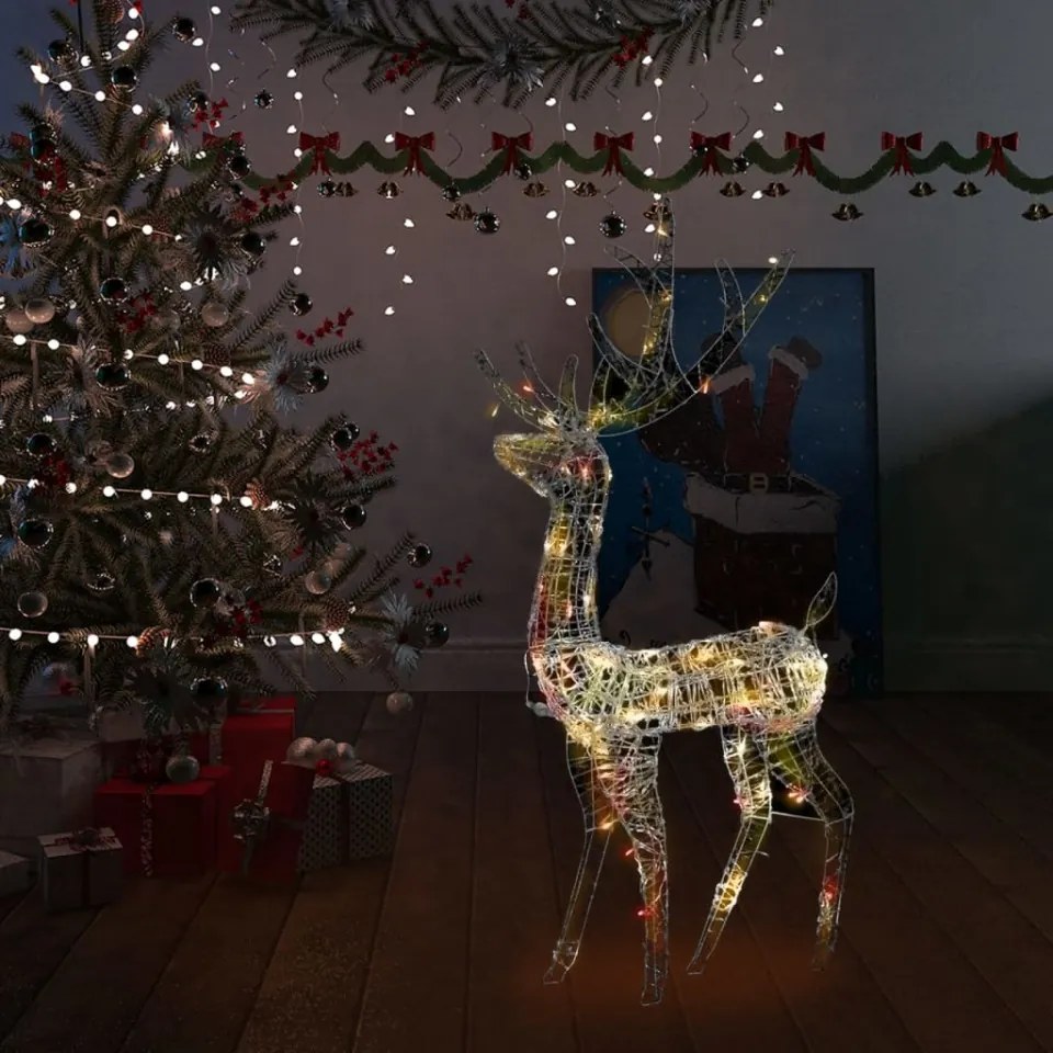 Decorațiune de Crăciun ren 140 LED-uri colorat 128 cm acril