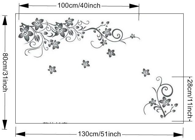 Sticker perete Black Flower Decor 6
