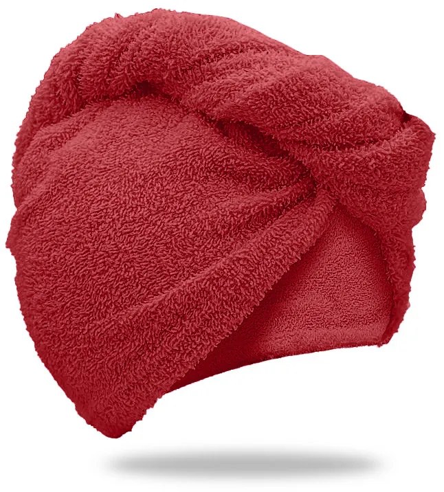 Prosop turban rosu cu uscare rapida, 100% bumbac