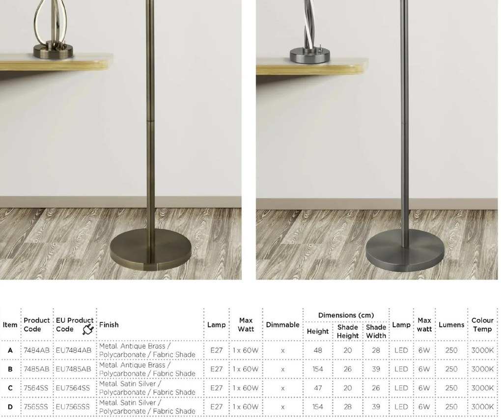Veioza / Lampa de masa clasica design elegant Vegas EU7564SS SRT