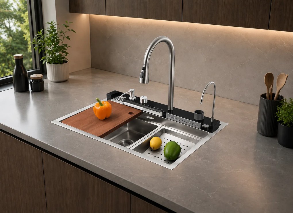 Set chiuveta multifunctionala Smart, 75x45 cm, Inox