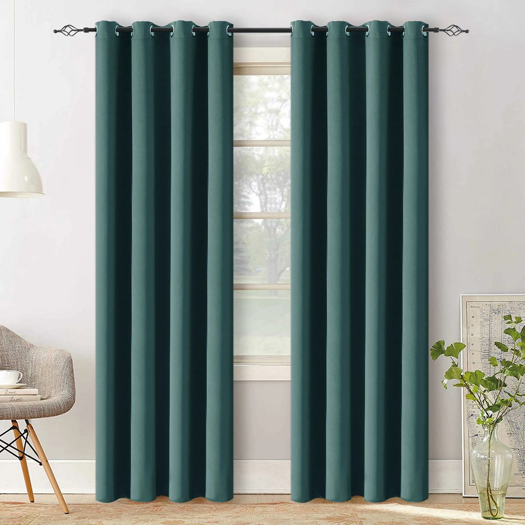 Draperie albastru-verde OXFORD 140x250 cm Agatat: Inele metalice