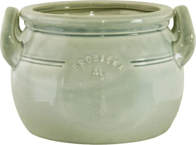 Ghiveci din ceramică glazurată manual 4L verde deschis, „Brobacka"