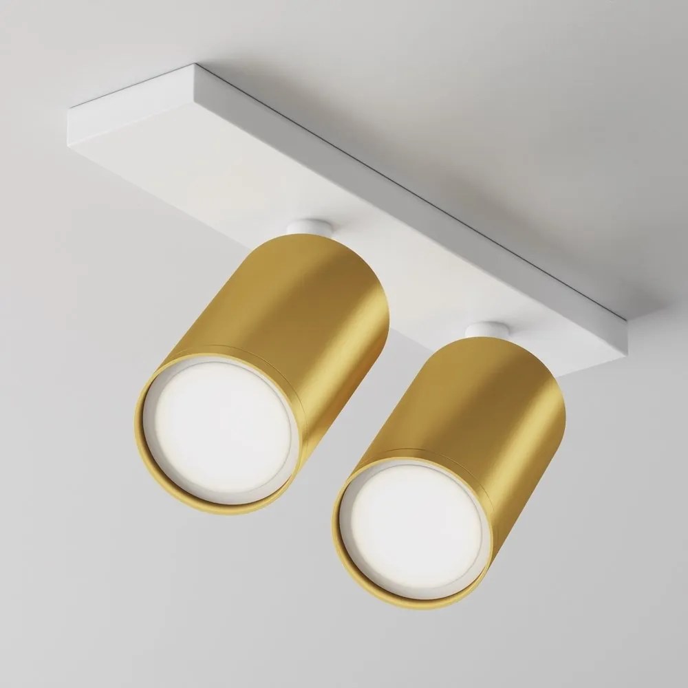 Aplica de perete / tavan cu 2 spoturi directionabile design tehnic Focus S alb, auriu mat