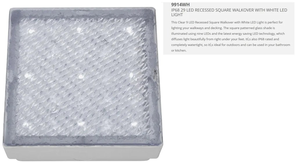 Spot LED incastrabil de exterior patrat IP68 Outdoor 9914WH SRT