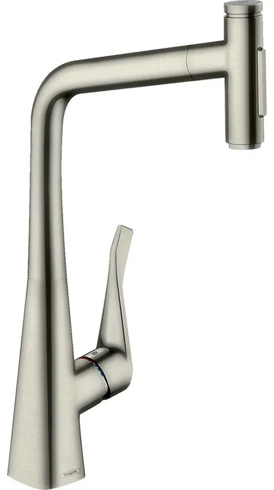 Baterie bucatarie cu dus extractibil crom periat Hansgrohe Metris M71 240 cu 2 jeturi 73822800