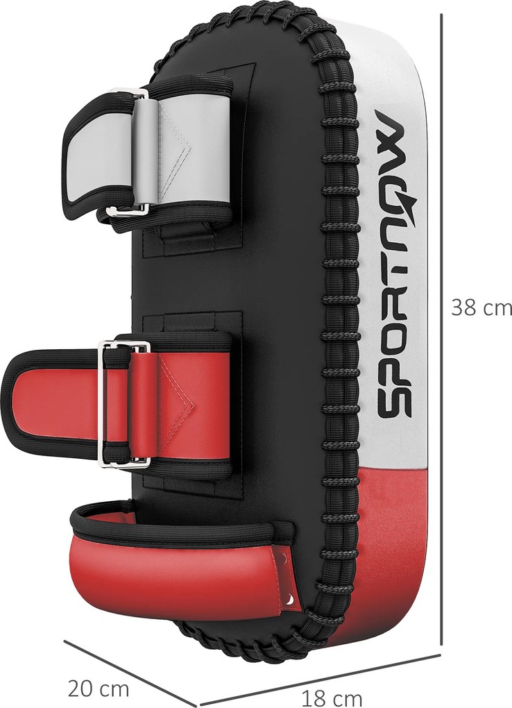 SPORTNOW Plastron pentru Muay Thai, Kickbox, Piele Sintetica, 0,4 kg, 38x20x18 cm, Negru/Rosu/Alb | Aosom Romania