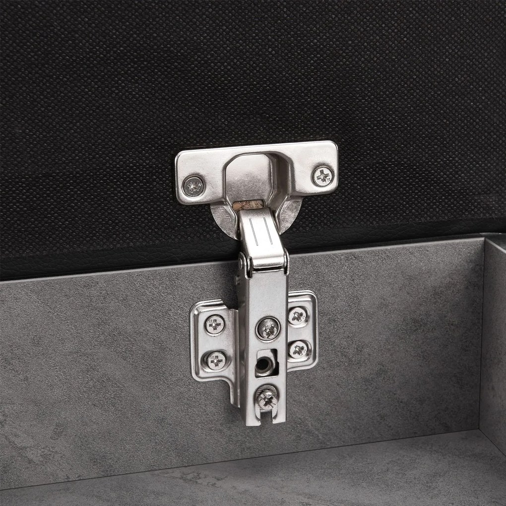 Suport pantofi cu capac rabatabil și scaun tapițat 60 x 30 x 44 cm aspect beton