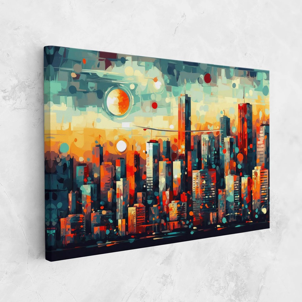 Tablou Canvas, 80x120cm, Dormitor si Living, Peisaje, Urbane, Colorful City Painting