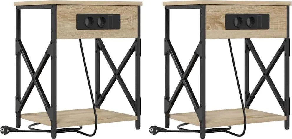 vidaXL Dulap de noapte 2 pcs Stejar Sonoma 41 x 31 x 51 cm